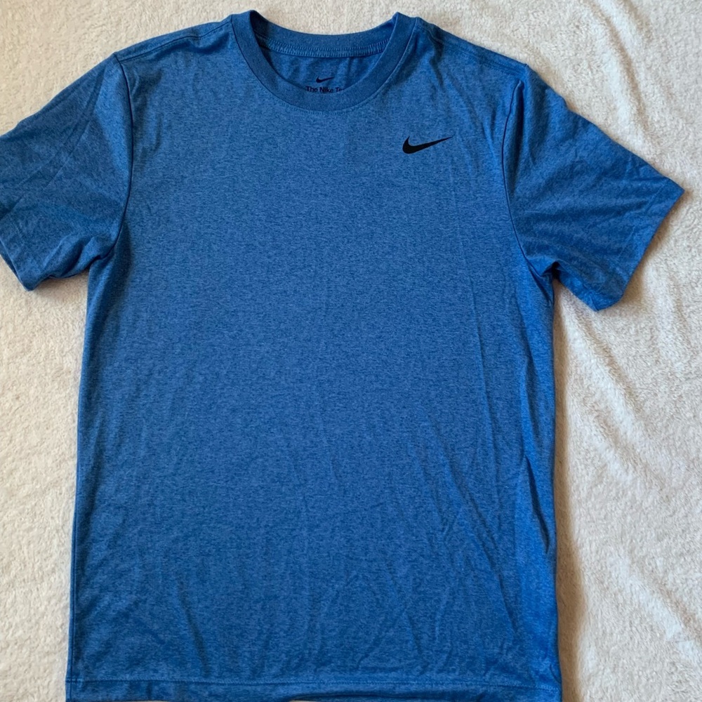 Nike Blue Dri-FIT Short Sleeve Tee with Black Swoosh